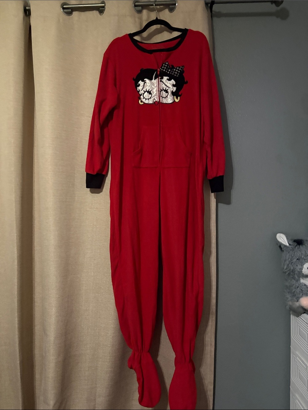 Betty Boop Red Footed Junior Girls L(12-14) One-Piece with Black Trim